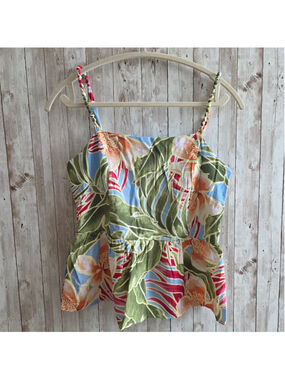 Sunset & Harper Floral Tank Top Size M Green Blue NWOT
